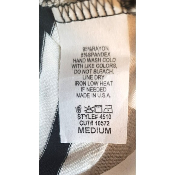 First Look Black White Stripe Crew Neck Long Sleeve T-shirt Top Size M - Picture 8 of 10